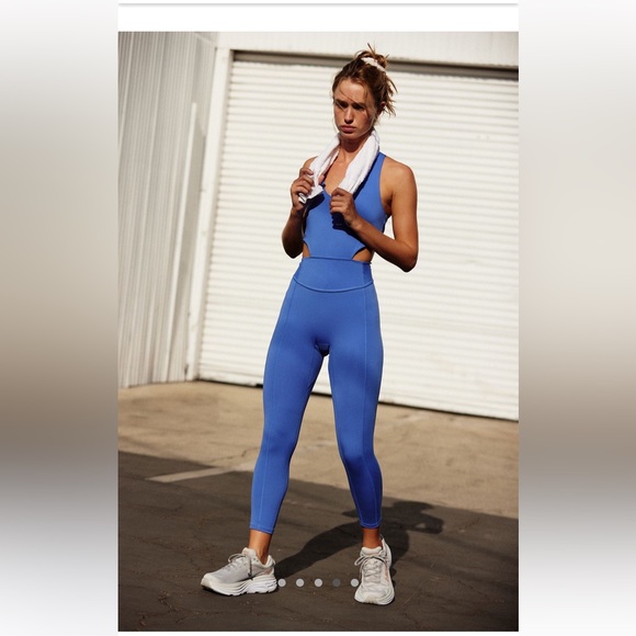 Free People NWT Back It Up Onesie Size Medium & Large in Swim Club ( Blue ) - Picture 4 of 10